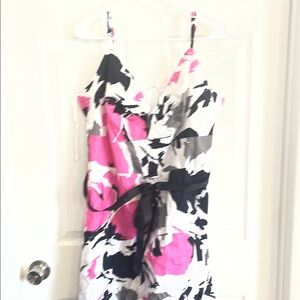 Pink and Black Abstract Print Dress